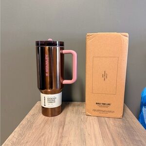 Stanley Bronze Tumbler with Pink Handle